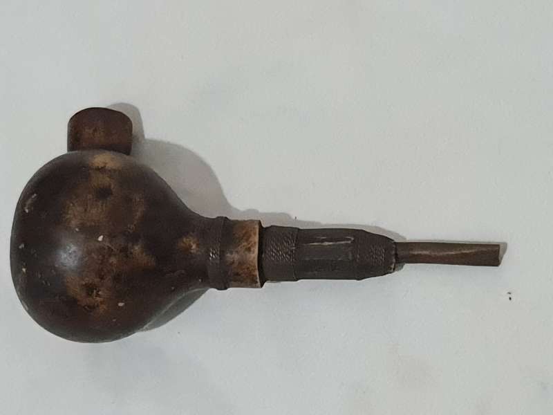 African Luba Gourd copper smoking pipe Congo DRC