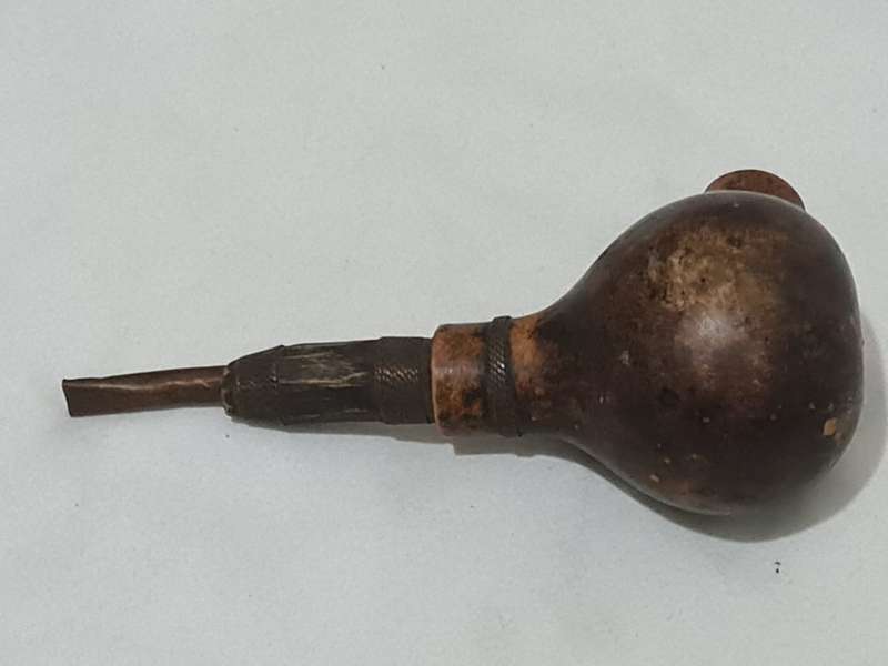 African Luba Gourd copper smoking pipe Congo DRC