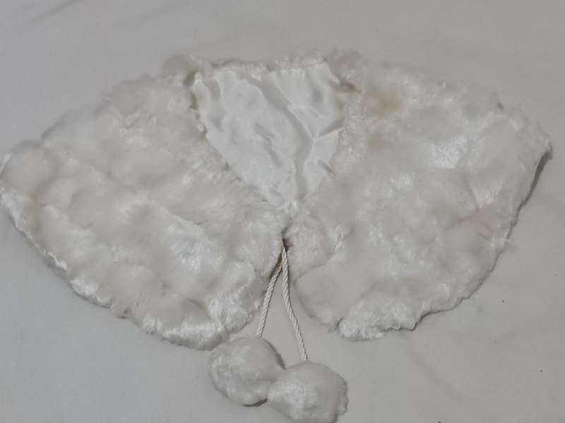 Vintage Ivory Cream Genuine Fur Opera Stole Cape Jacket Shrug Wrap Small