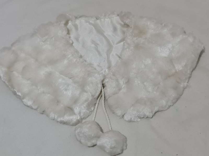 Vintage Ivory Cream Genuine Fur Opera Stole Cape Jacket Shrug Wrap Small
