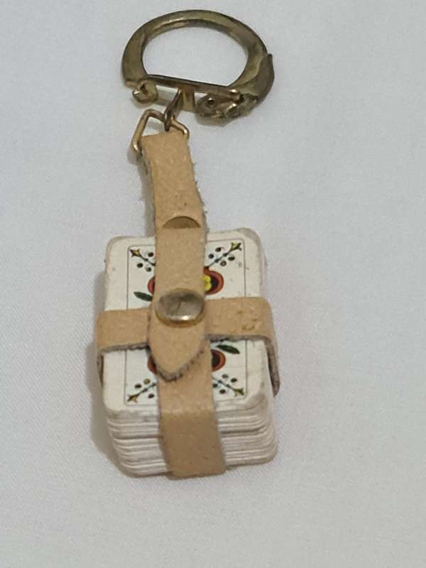 Miniature playing cards key ring