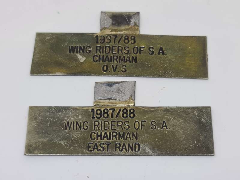 Wing Riders of SA Chairman O.V.S. and East Rand Badges