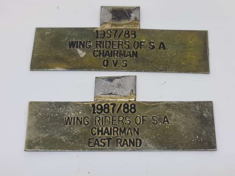 Wing Riders of SA Chairman O.V.S. and East Rand Badges