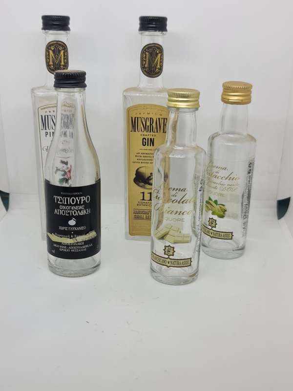 X5 Empty Miniature Gin Bottles
