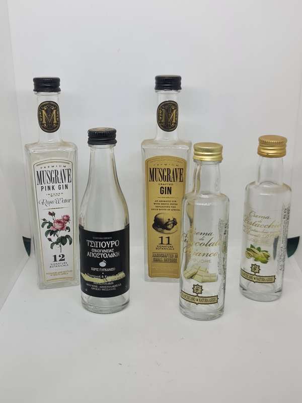 X5 Empty Miniature Gin Bottles