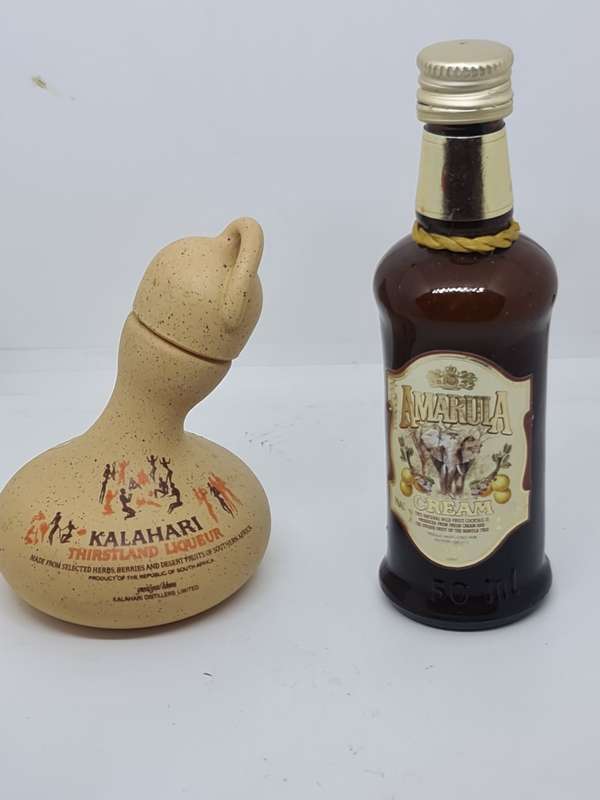 Miniature Kalahari and Amarula Liquer bottles.