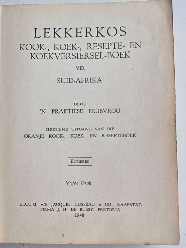1948 Lekkerkos vir Suid Afrika