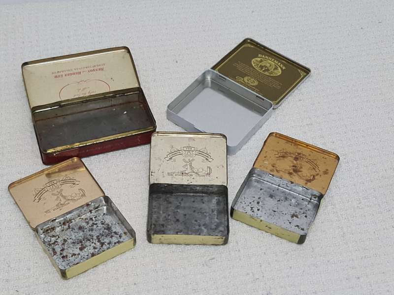 Cigarette tins: Beson and Hedges, Danneman and Mills tins