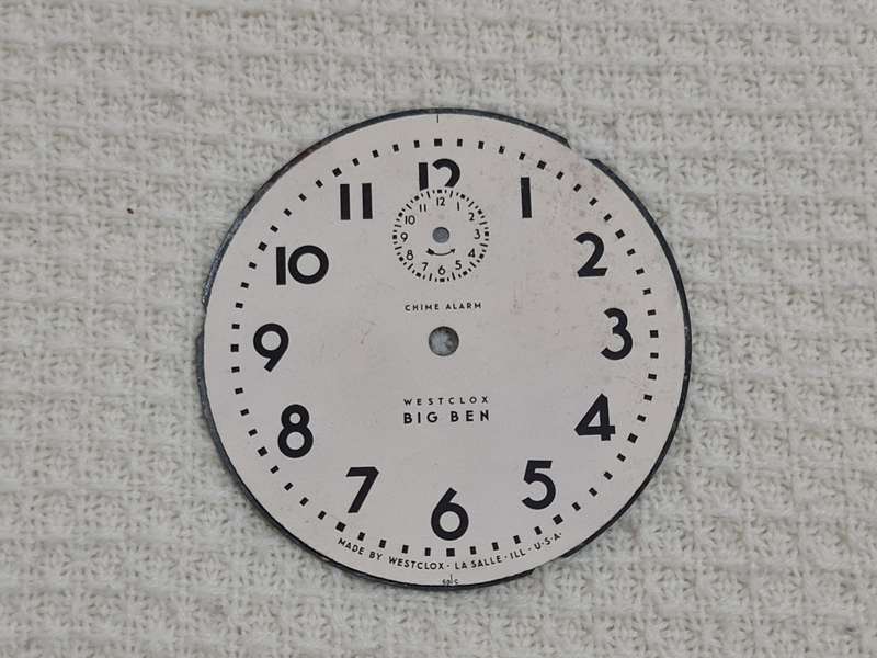 Clock dial: Big Ben westclox, chime alarm. Made in USA