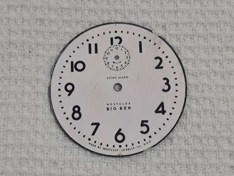 Clock dial: Big Ben westclox, chime alarm. Made in USA