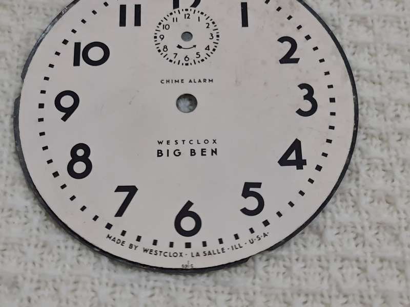 Clock dial: Big Ben westclox, chime alarm. Made in USA