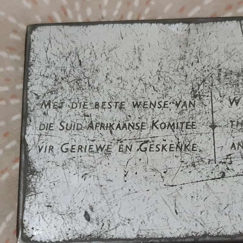 Kersfees-Christmas-1943 Tin: Signed by Isie K Smuts