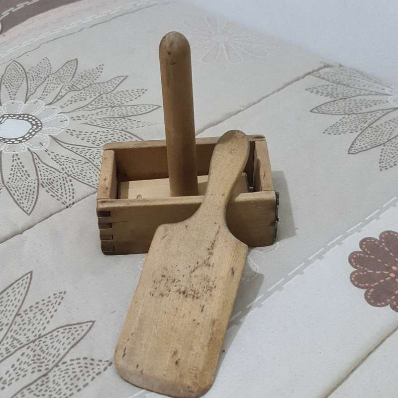 Wooden Butter mold and paddle set
