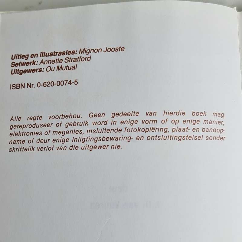 Oupot deur L D van Vuuren resepte boek