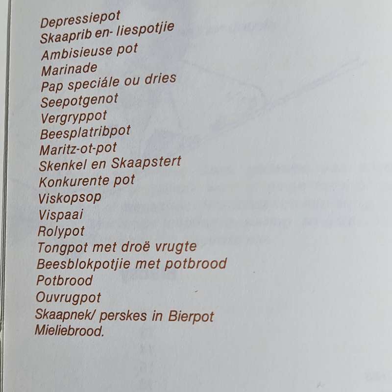 Oupot deur L D van Vuuren resepte boek