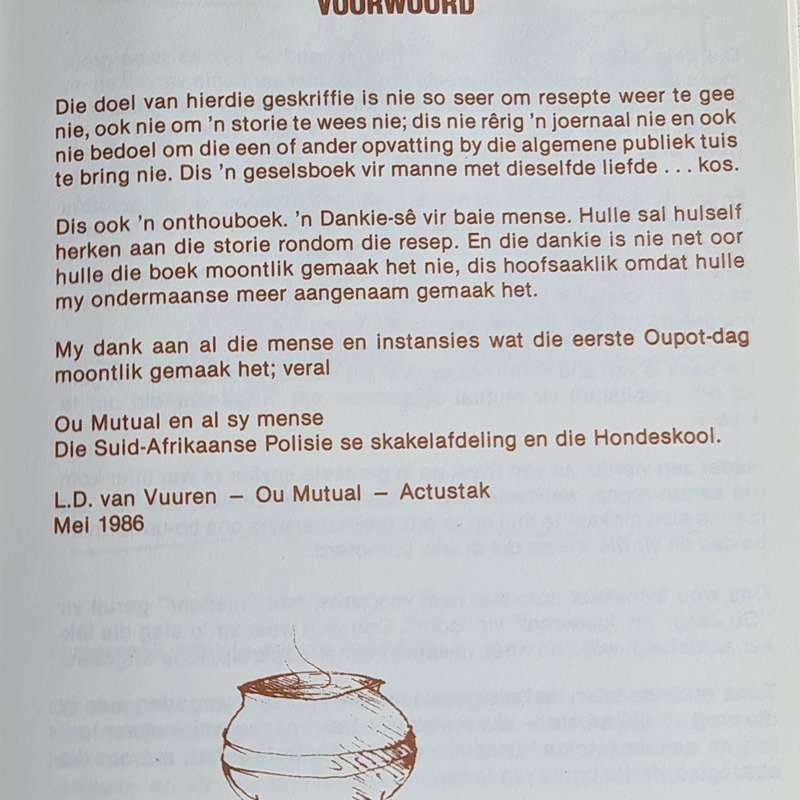 Oupot deur L D van Vuuren resepte boek