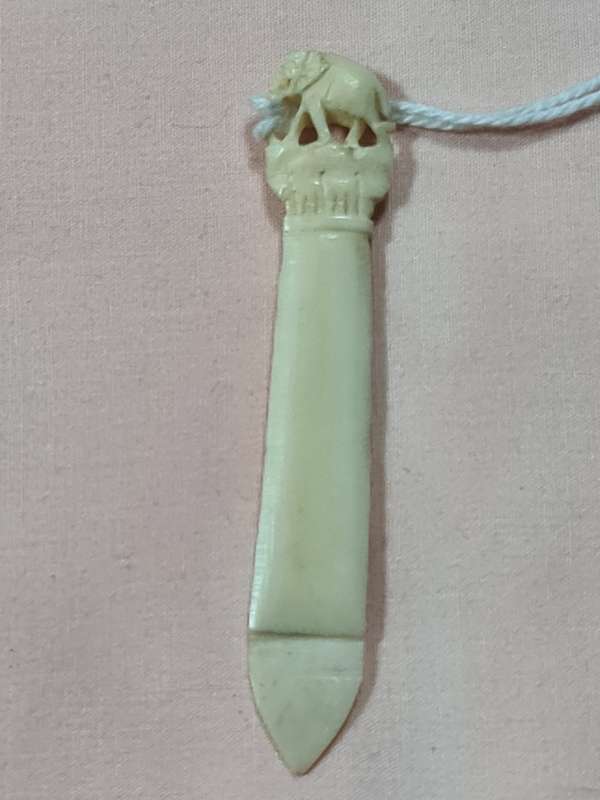 19th Century hand Carved Bone bookmark
