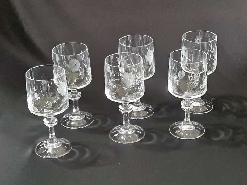 Set x6 Vintage Red Wine Glasses