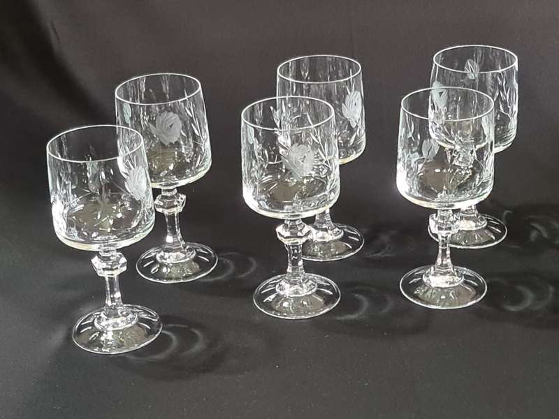 Set x6 Vintage Red Wine Glasses