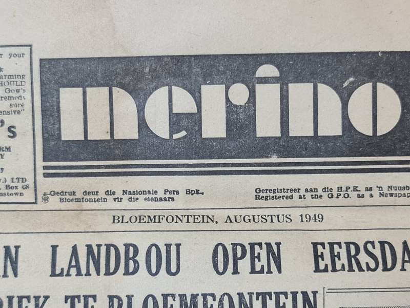 Merino, Bloemfontein August 1949 News Paper