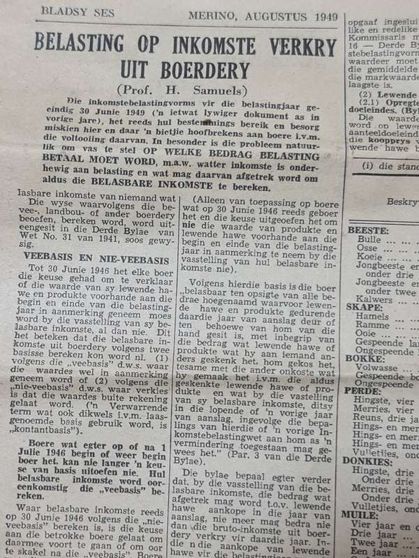 Merino, Bloemfontein August 1949 News Paper