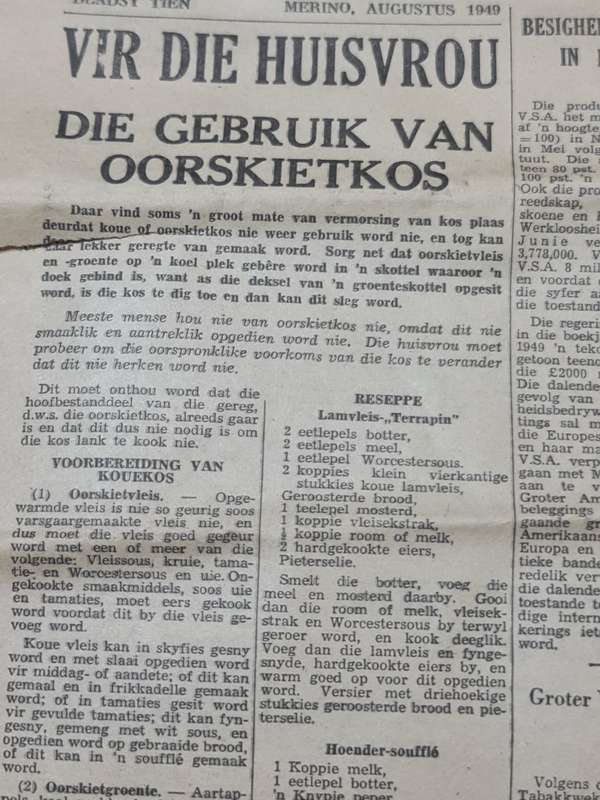 Merino, Bloemfontein August 1949 News Paper