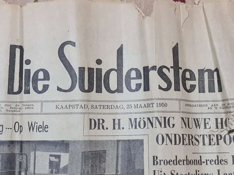 Die Suiderstem. Kaapstad, Saturday 25 Maart 1950 News Paper