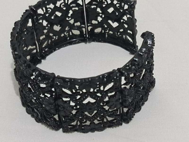 Black Filigree style metal cuff bracelet