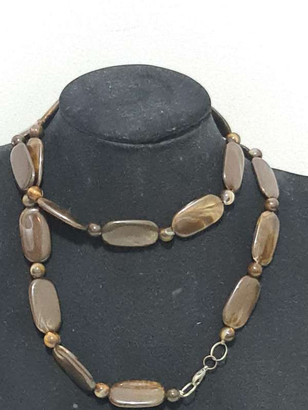 Brown beaded costume necklace