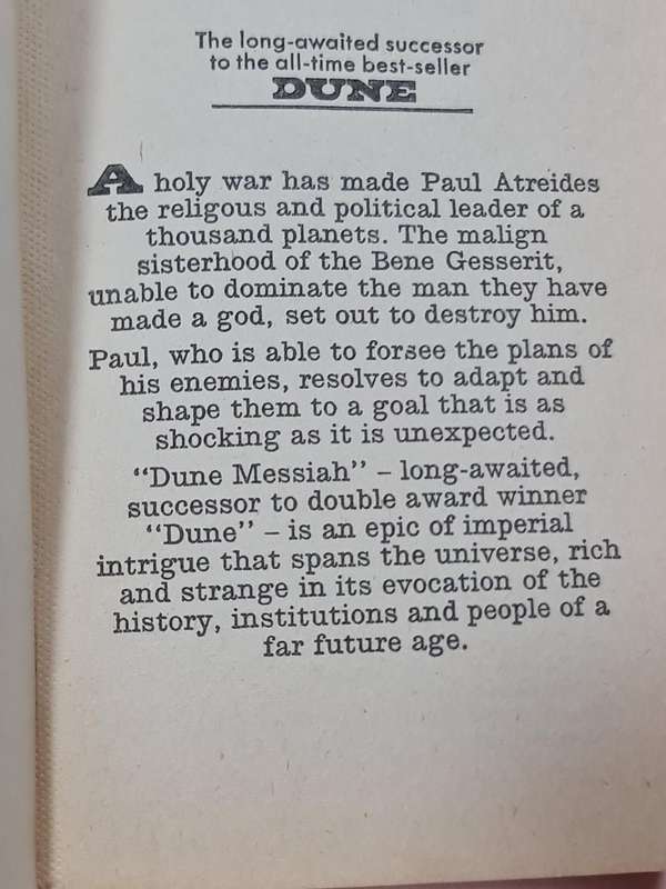 Dune Messiah by Frank Herbert 1969 Book