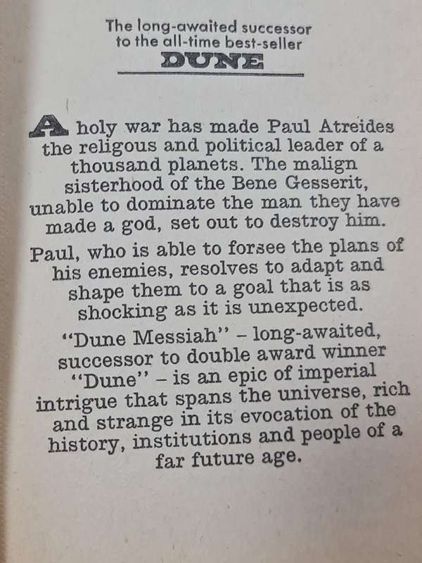Dune Messiah by Frank Herbert 1969 Book