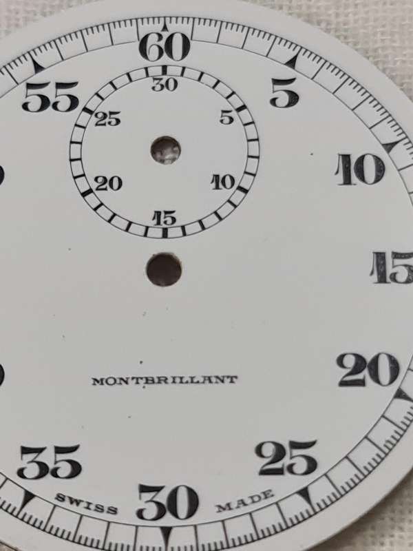 Swiss Made Montbrilliant enamel watch dial.