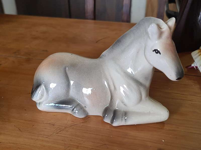 Two vintage horse ornaments