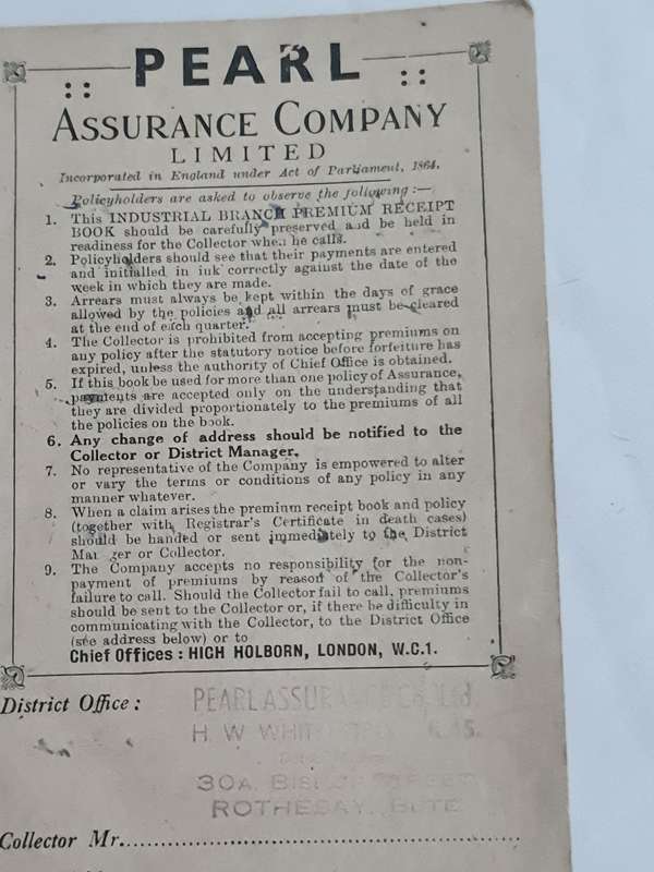 Pearl Assurance Company Ltd. Payments book