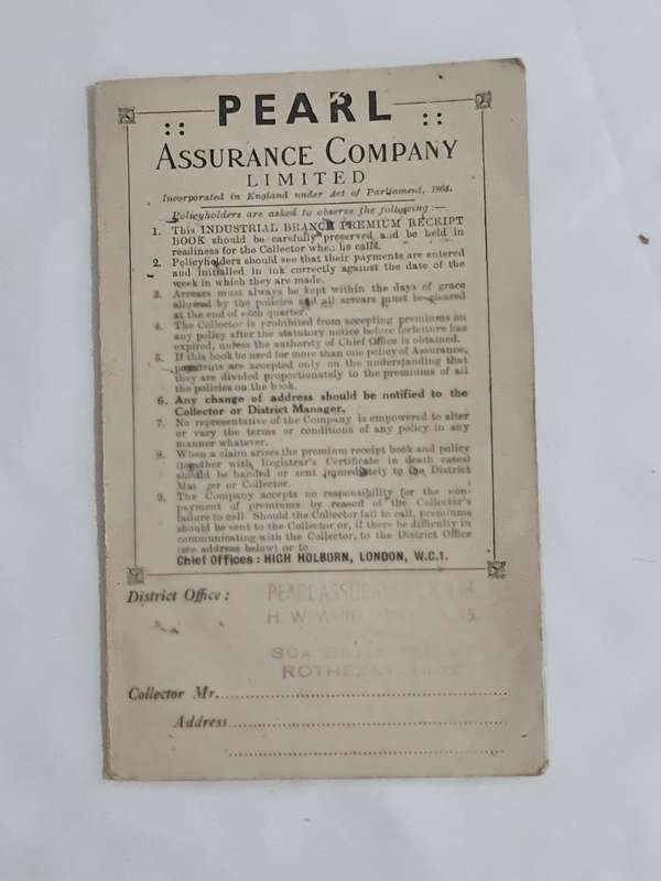 Pearl Assurance Company Ltd. Payments book
