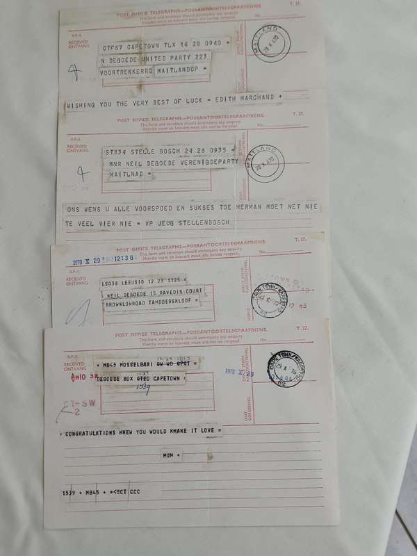 x16. Circa 1970 Telegrams. Congratulations on your winning