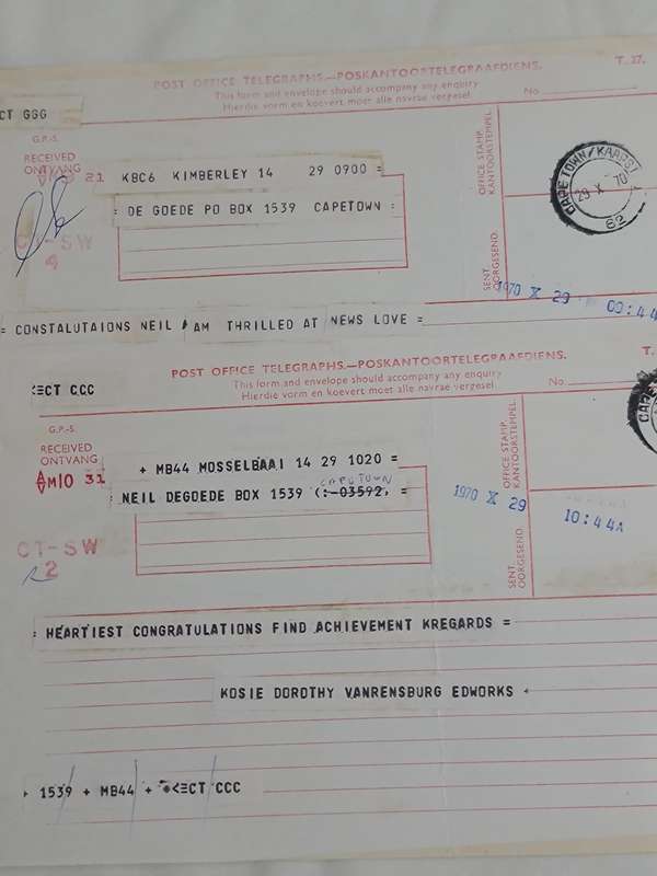 x16. Circa 1970 Telegrams. Congratulations on your winning