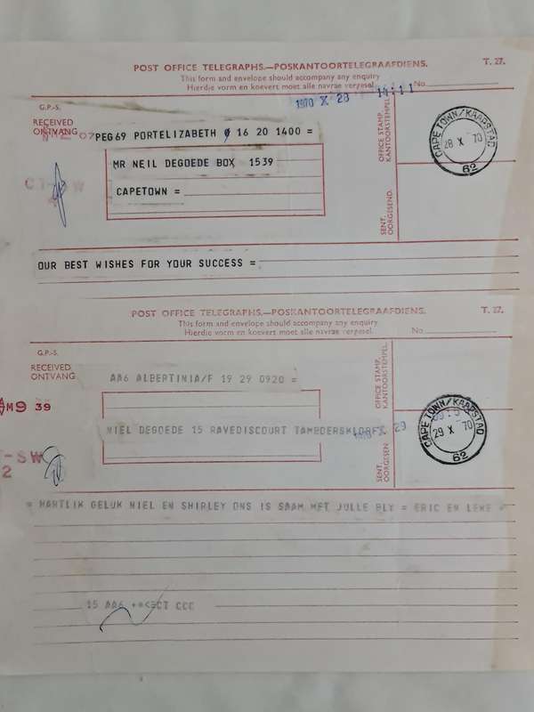 x16. Circa 1970 Telegrams. Congratulations on your winning