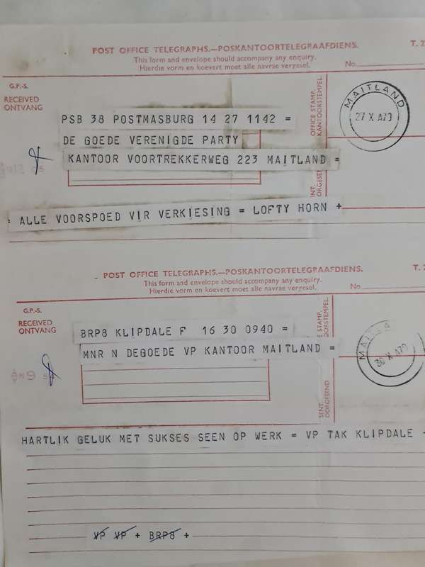 x16. Circa 1970 Telegrams. Congratulations on your winning