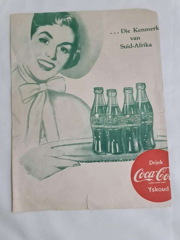 ..Die Kenmerk van Suid Afrika. Drink Coca Cola Yskoud. Advertensie
