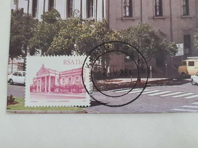 Postcard: 1984-04-02 Kimberley Town Hall  RSA. 11 cents Stamp
