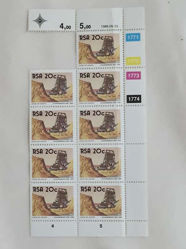 JHB 1888-1986 RSA 20cents Stamps