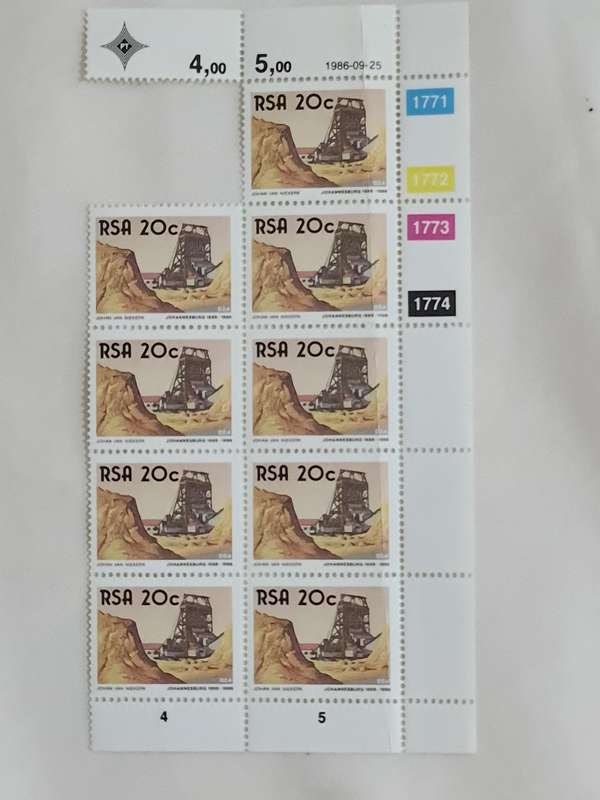 JHB 1888-1986 RSA 20cents Stamps