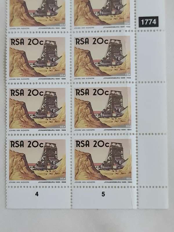 JHB 1888-1986 RSA 20cents Stamps