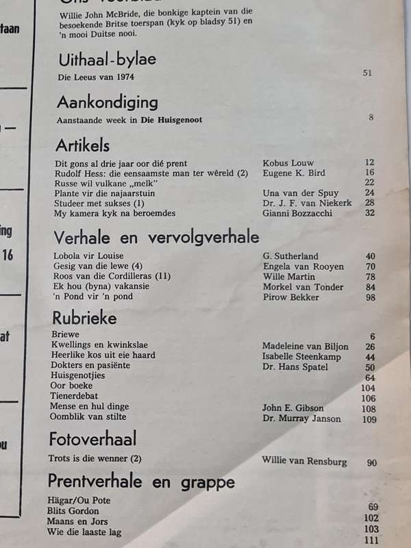 Huisgenoot 10 Mei 1974: LEEUS 1974