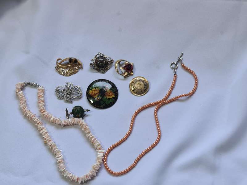 Mixed Vintage brooches and necklaces
