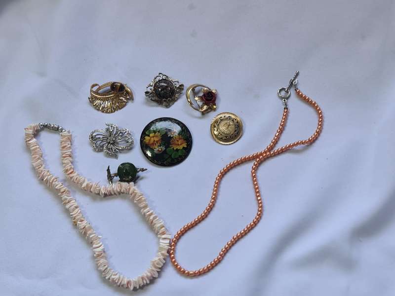 Mixed Vintage brooches and necklaces