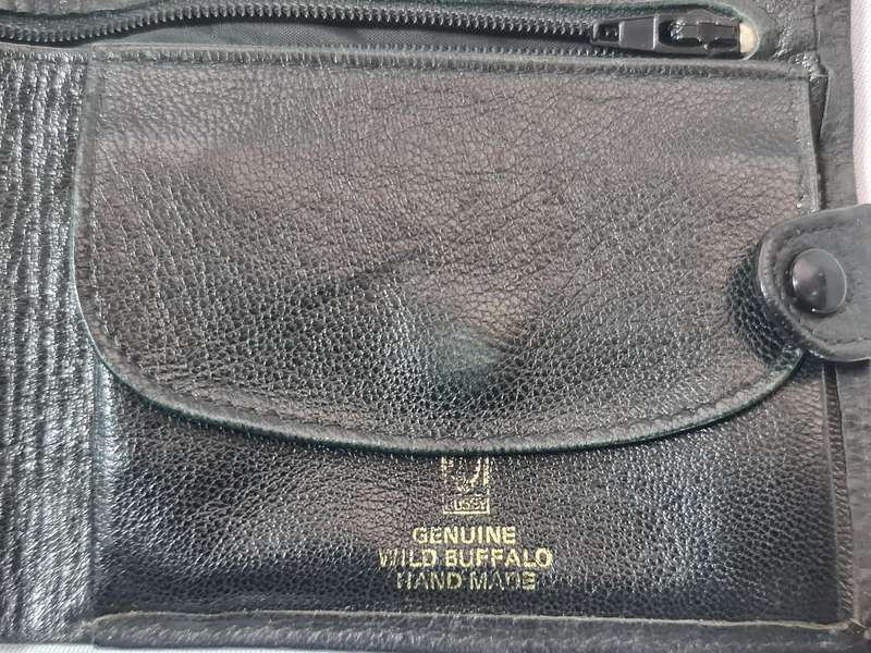Genuine Wild Buffalo leather purse, hand made.