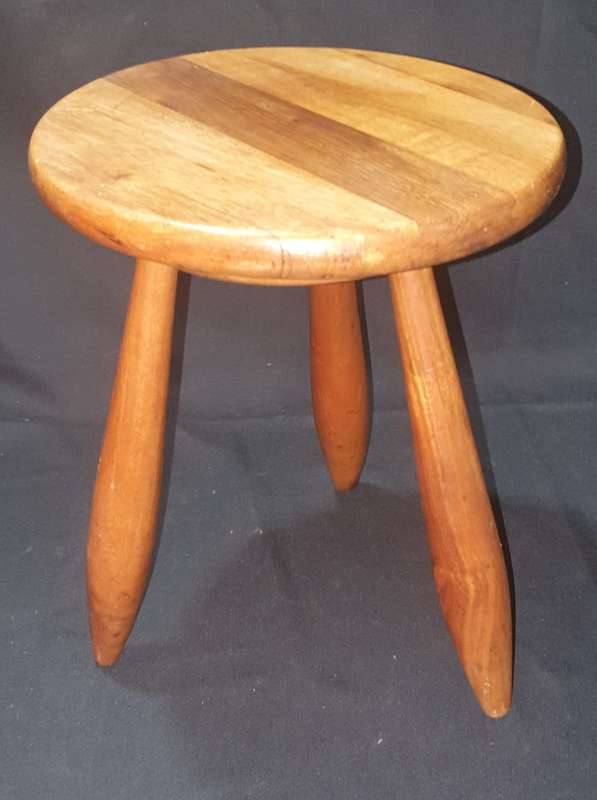 Vintage wooden three leg milk chair