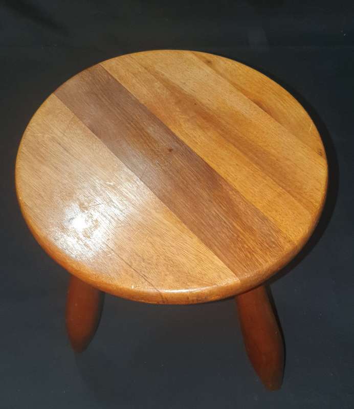 Vintage wooden three leg milk chair